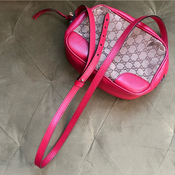 Gucci GG Canvas Red Leather Crossbody Purse with Wallet pockets - Picture 5 of 10